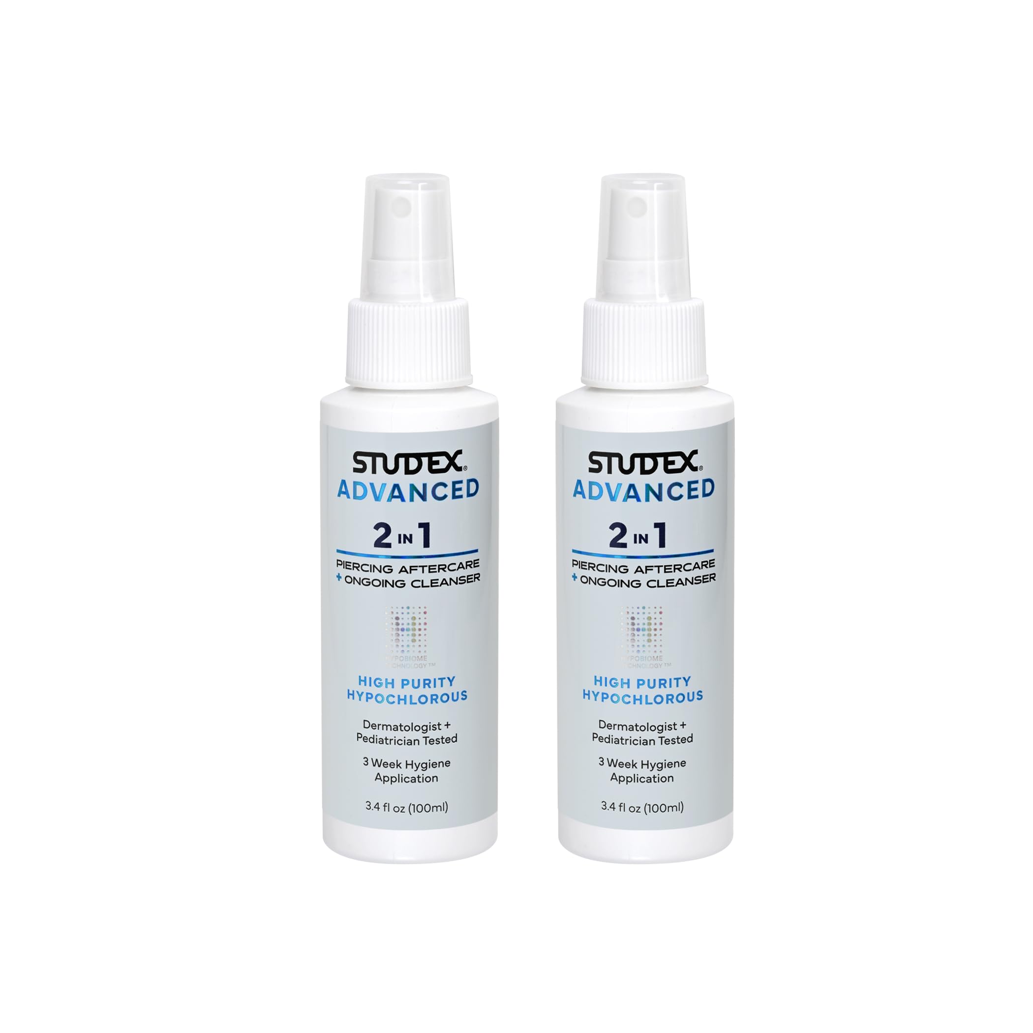 Studex Advanced 2-in-1 Piercing Aftercare & Cleanser – Hypochlorous Spray for Body & Ear (Pack of 2)