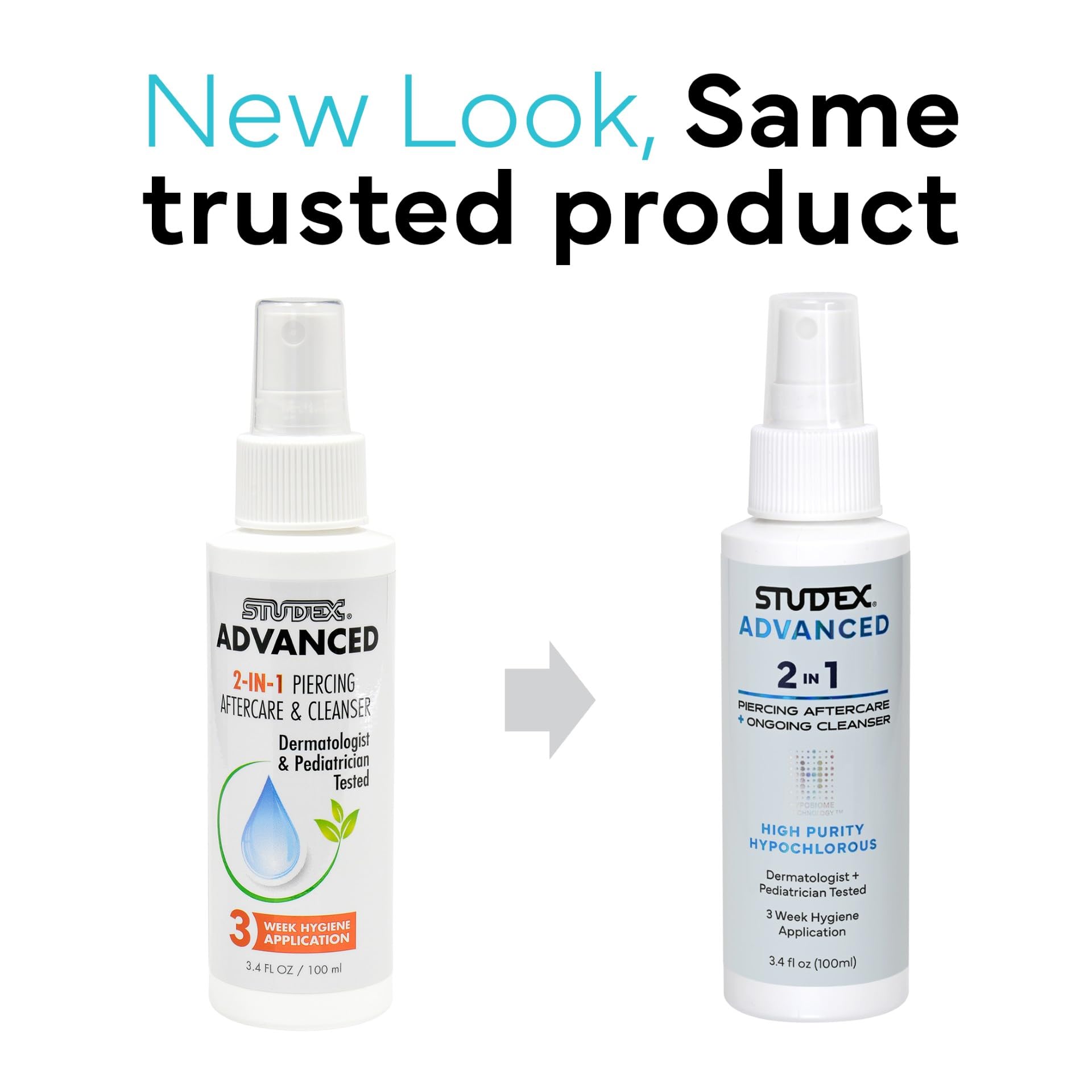Studex Advanced 2-in-1 Piercing Aftercare & Cleanser – Hypochlorous Spray for Body & Ear (Pack of 2)