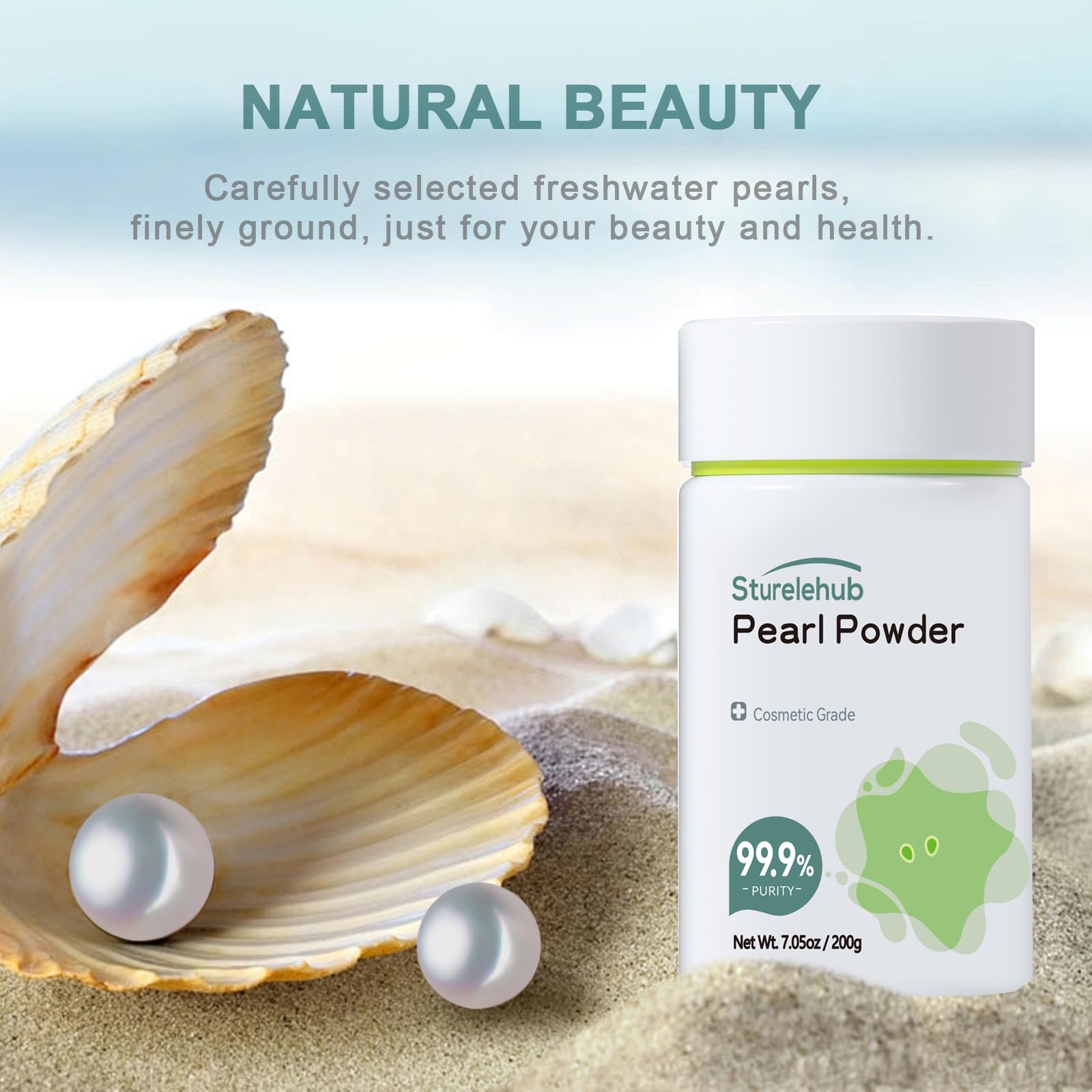 Sturelehub Pearl Powder Organic – 99.9% Purity for DIY Skincare (7.05 oz / 200 g)