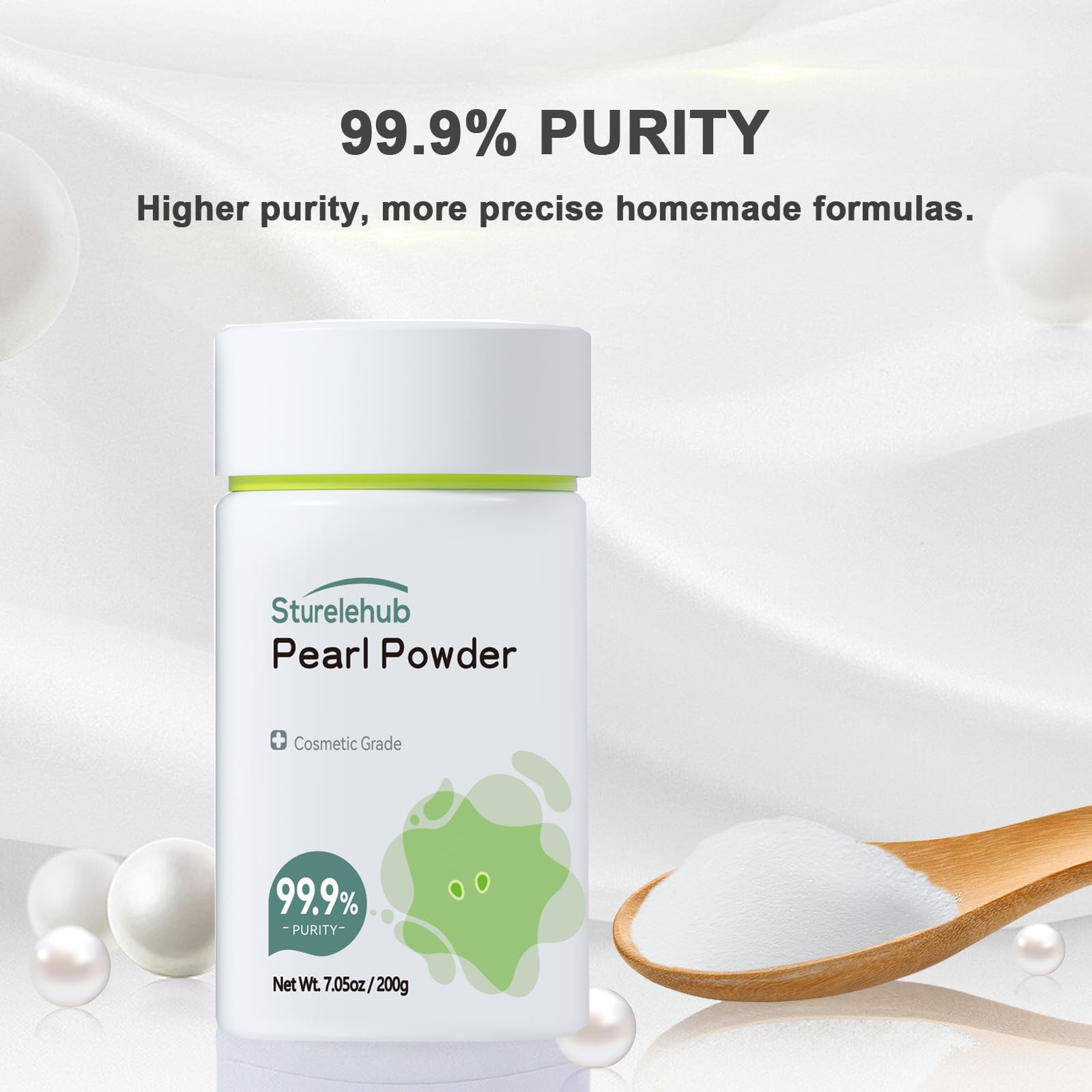 Sturelehub Pearl Powder Organic – 99.9% Purity for DIY Skincare (7.05 oz / 200 g)