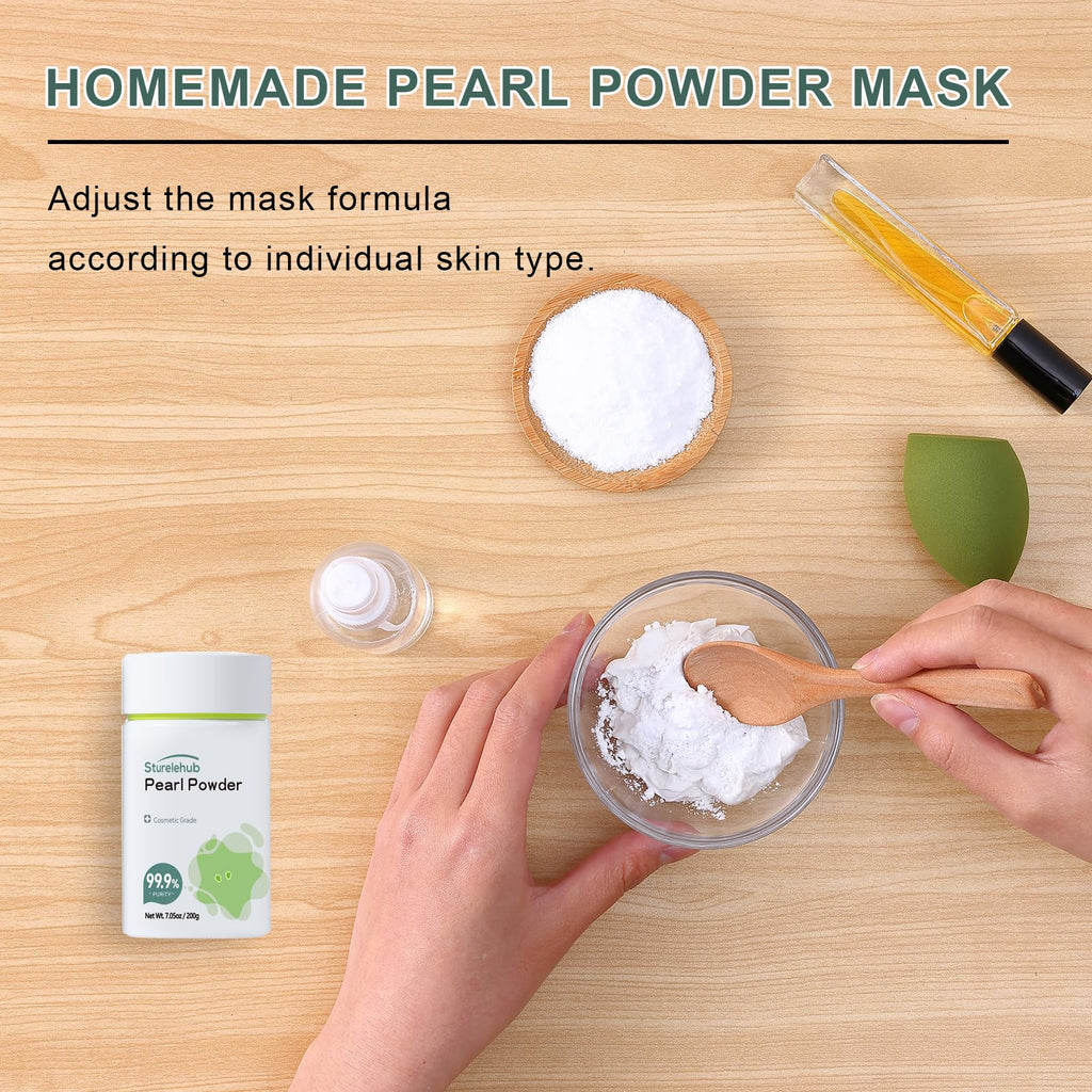 Sturelehub Pearl Powder Organic – 99.9% Purity for DIY Skincare (7.05 oz / 200 g)