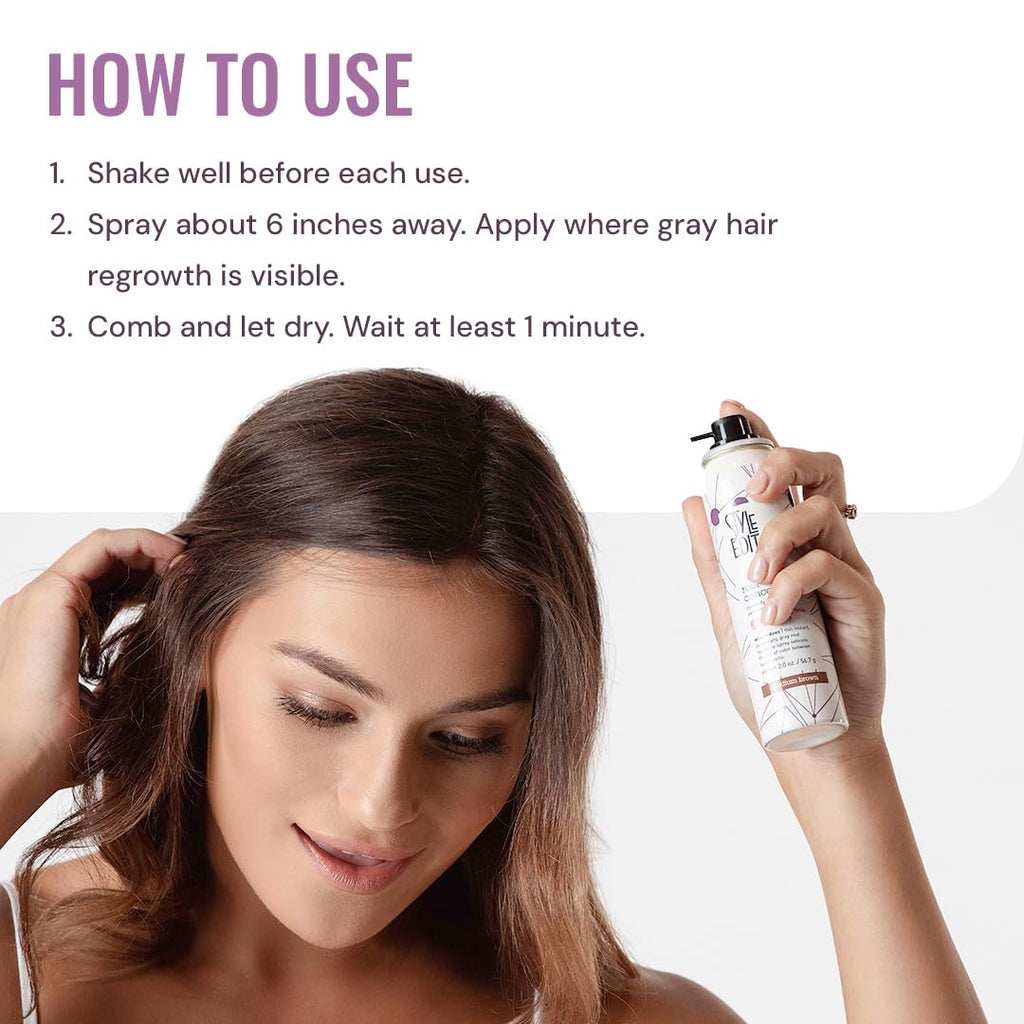 Style Edit Root Touch Up Spray | Temporary Gray Root Concealer – Medium Brown (2 oz)