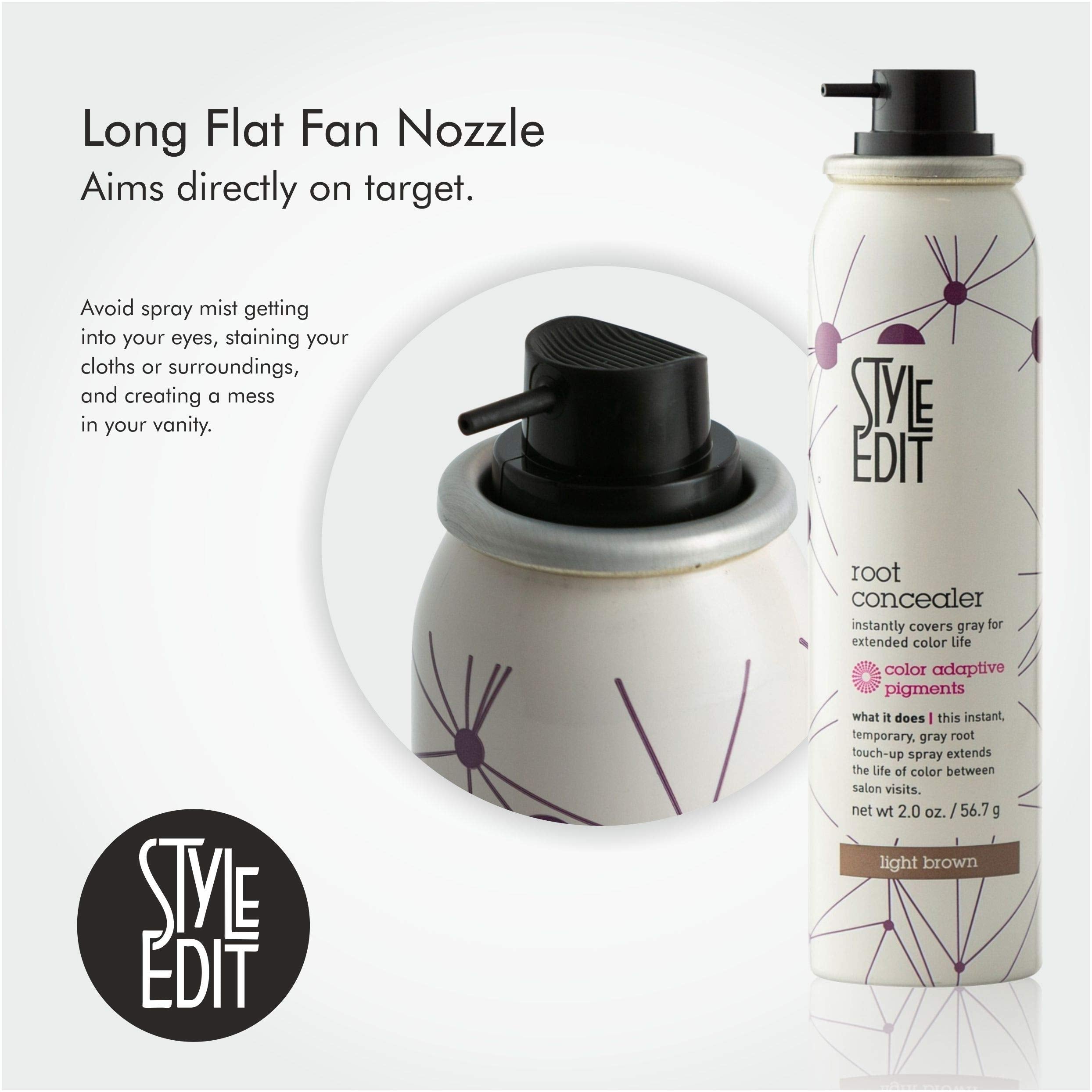 Style Edit Root Concealer Touch Up Spray – Instant Gray Root Coverage in Light Brown | 2 x 2 oz | Salon-Quality