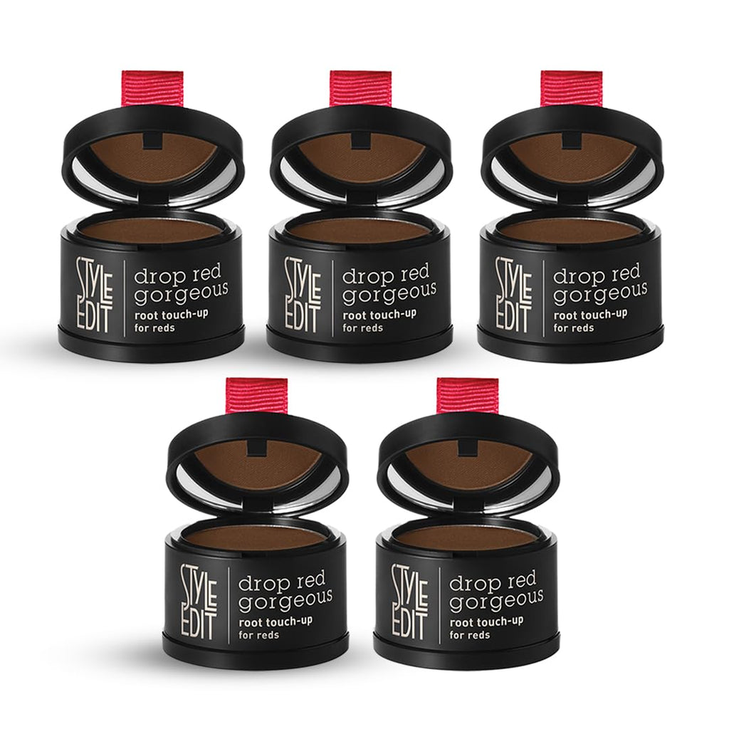 STYLE EDIT Root Cover Up Powder 5-Pack – Dark Red, Water-Resistant, Mess-Free Between Salon Visits