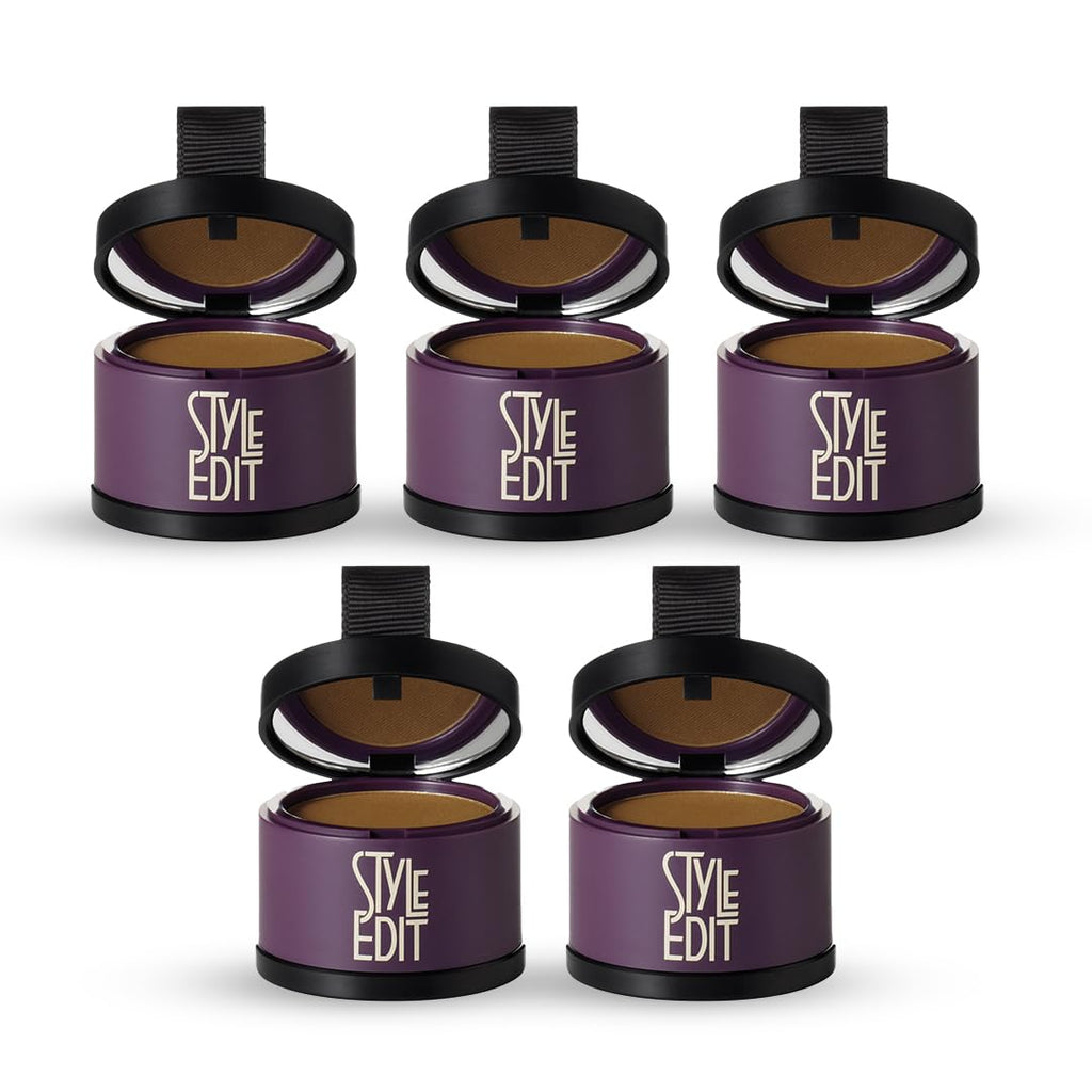 Style Edit Root Touch Up Powder (5-Pack) for Dark Roots & Grays – Water-Resistant, Mess-Free, Compact
