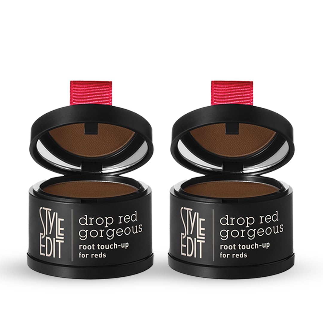 Style Edit Root Touch Up Powder for Dark Red Hair – 2 Pack | Mineral Infused Hairline Coverage