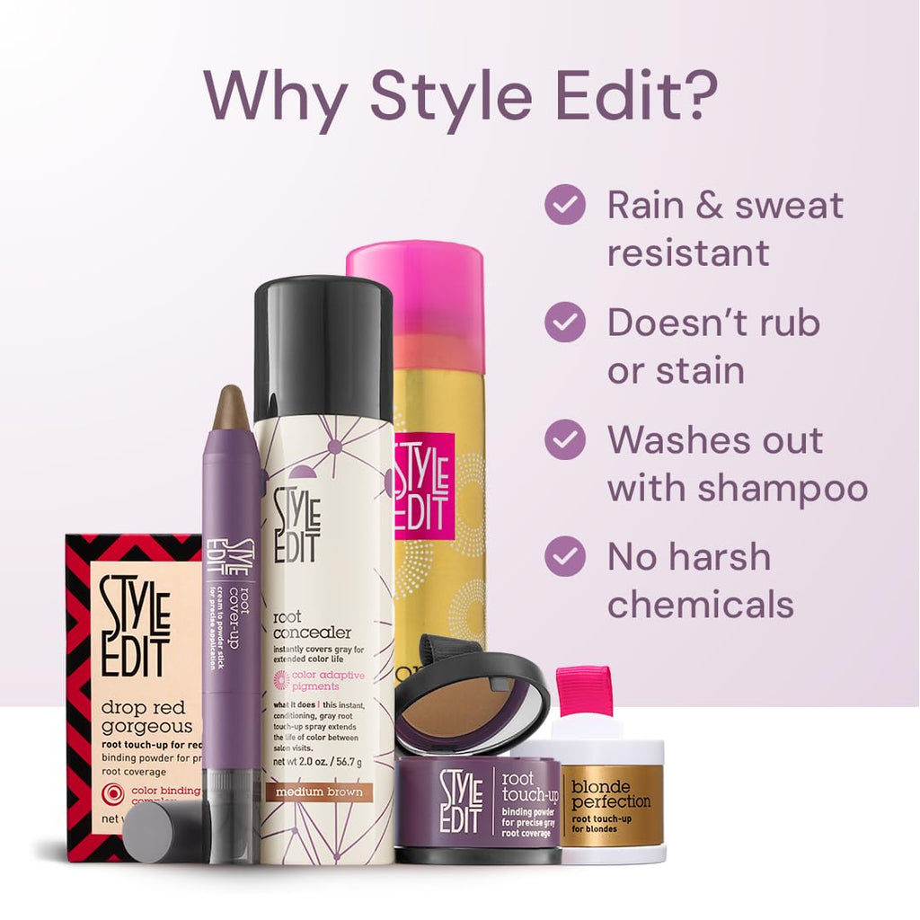 Style Edit Root Touch Up Spray | Temporary Gray Root Coverage – Medium Brown (2 oz)