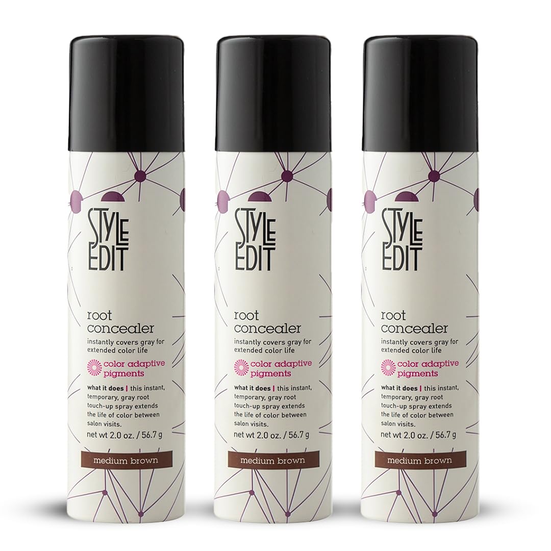 Style Edit Root Touch Up Spray | Temporary Gray Root Coverage – Medium Brown (2 oz)