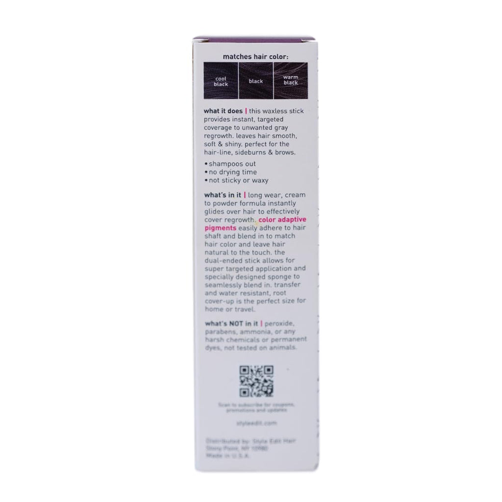 STYLE EDIT Root Touch Up Stick | Temporary Gray Root Concealer for Thin Hair | Black, 0.11 oz