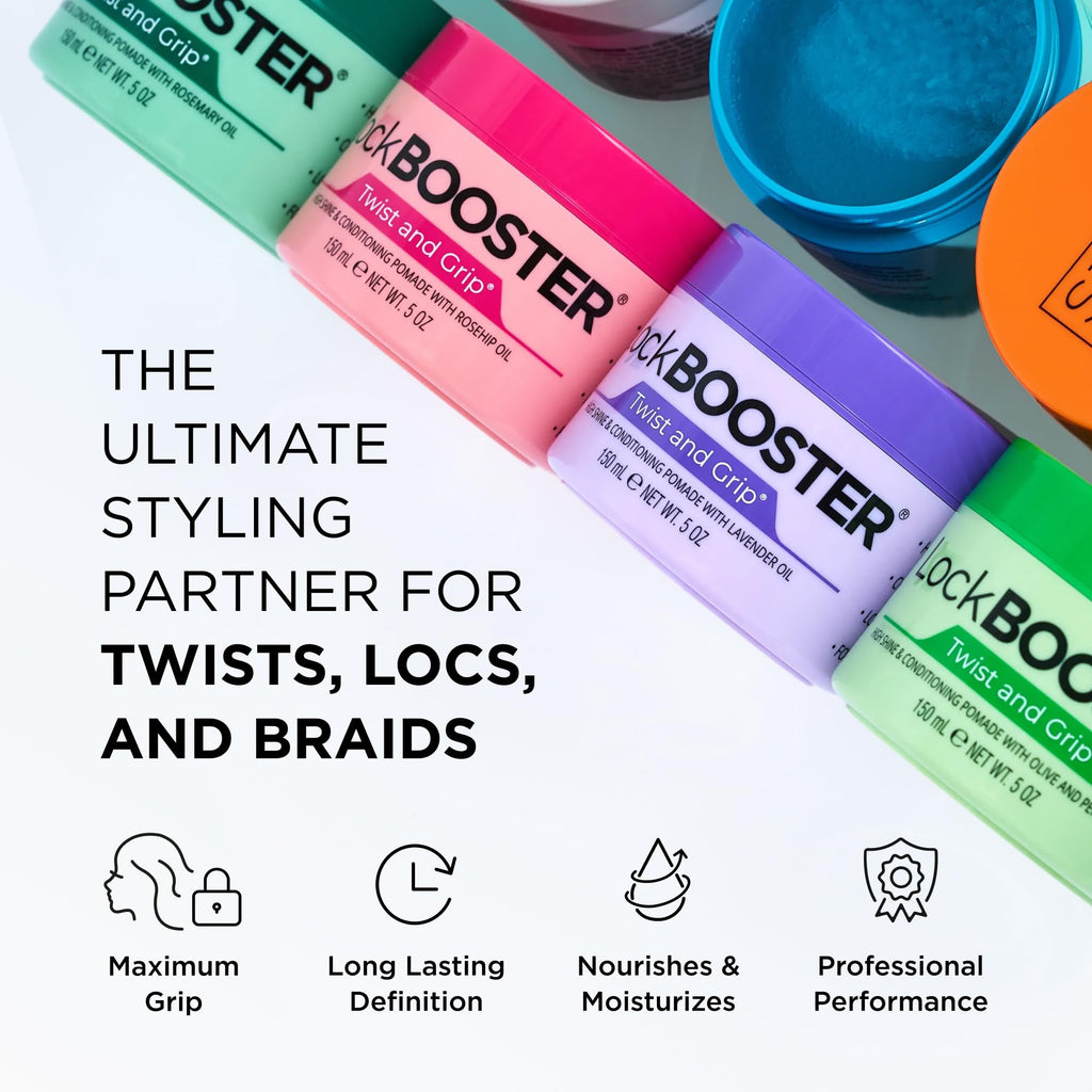 Style Factor Lock BOOSTER Twist & Grip Braid Gel (10.1 oz) – Strong Hold, Flake-Free Shine