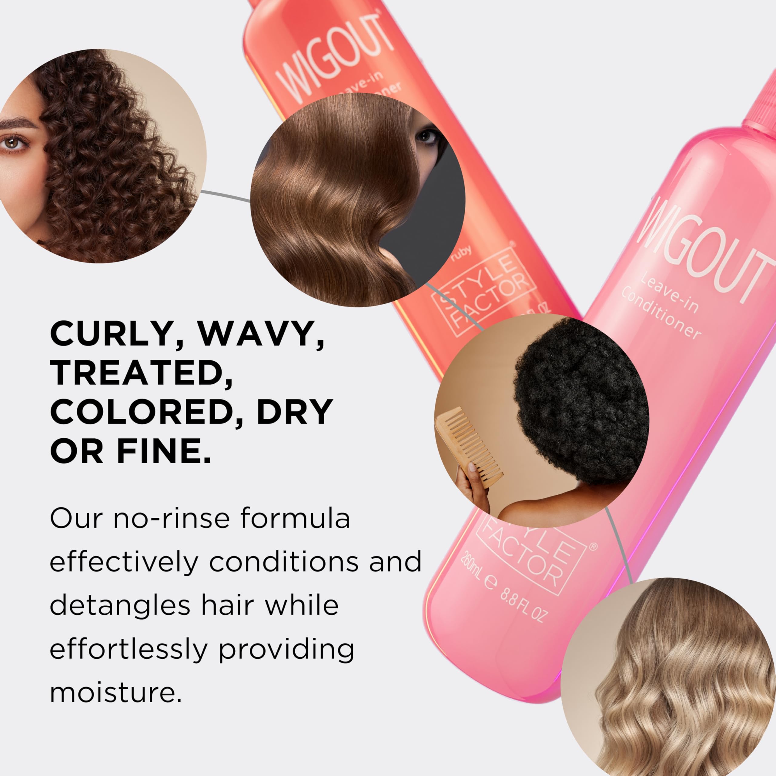 Style Factor Wigout Leave-In Conditioner Spray – Lightweight Hydration, Frizz Control & Shine for All Hair Types