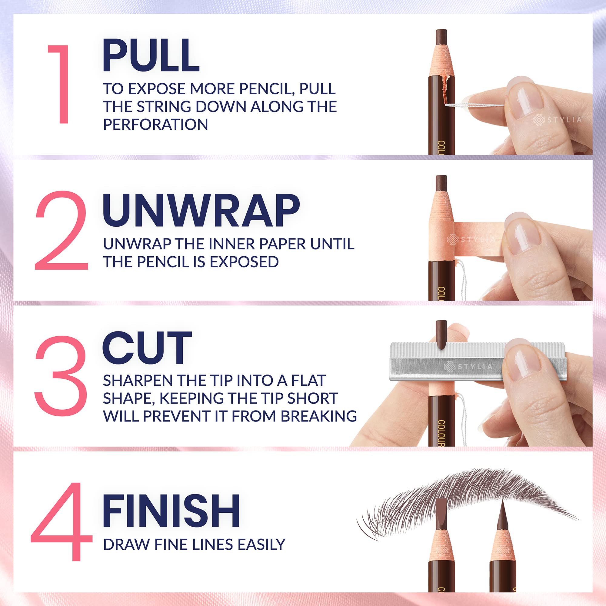 Stylia Waterproof Eyebrow Pencils for Women – 12pc Dark Brown, Long-Lasting Brow Pencil & Sharpener
