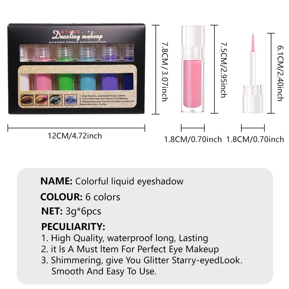 SUAKE 6Pcs Matte Colorful Liquid Eyeshadow Set – Waterproof, Quick-Drying, Long-Lasting