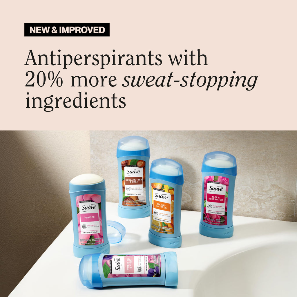 Suave Fresh Invisible Antiperspirant Deodorant for Women – 48-Hour Protection, 2.6 oz Bulk Pack (12)