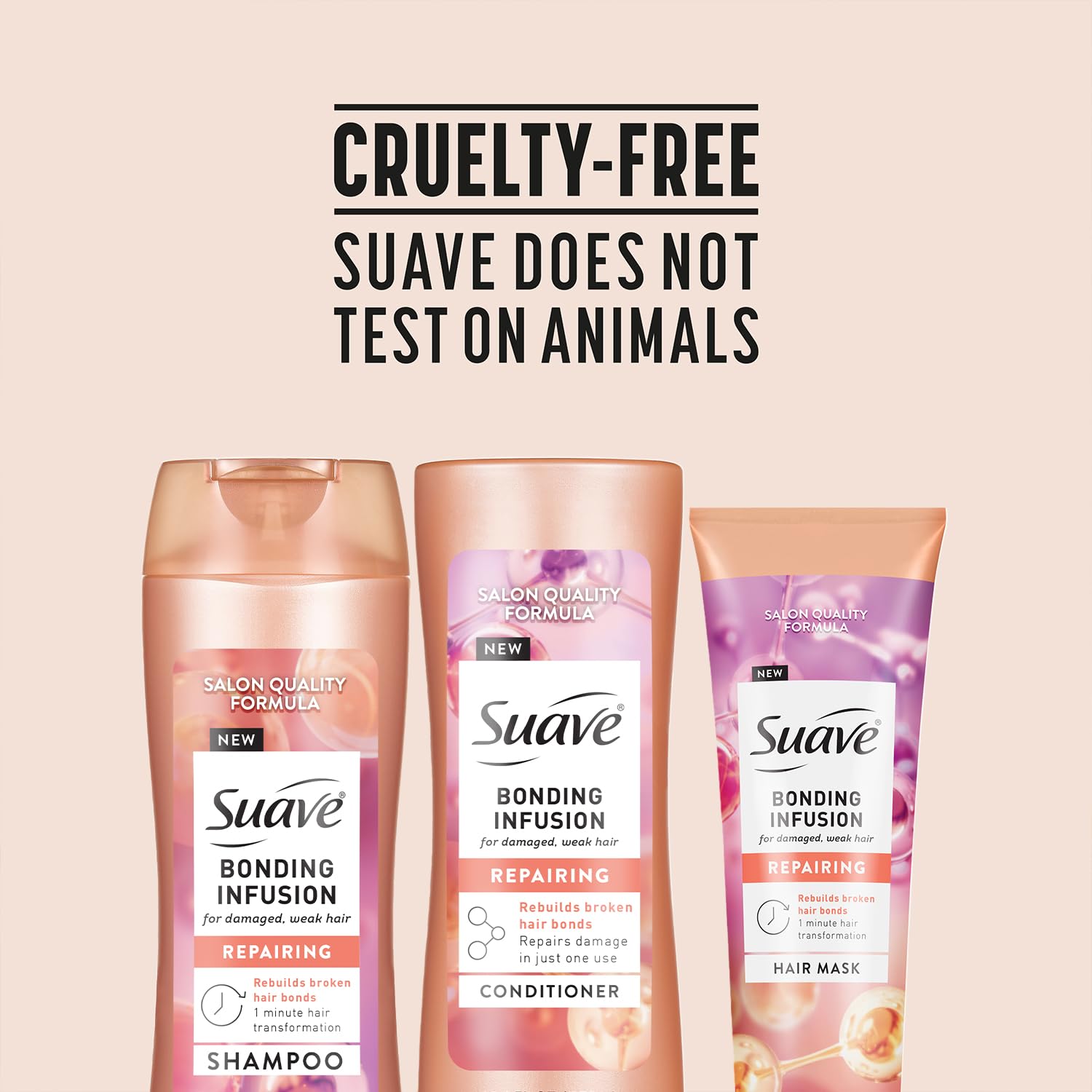 Suave Bonding Infusion Shampoo, Conditioner & Hair Mask – 3-Piece Restorative Set