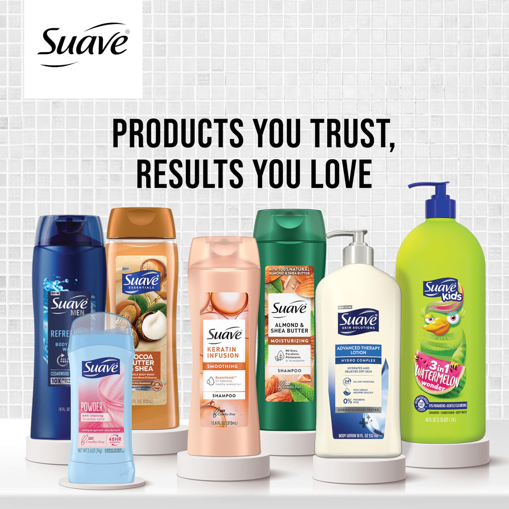Suave Ceramide Age Brilliance Shampoo – Moisturizing & Strengthening pH-Balanced Anti-Frizz for Women, 28 Oz (Pack of 4)