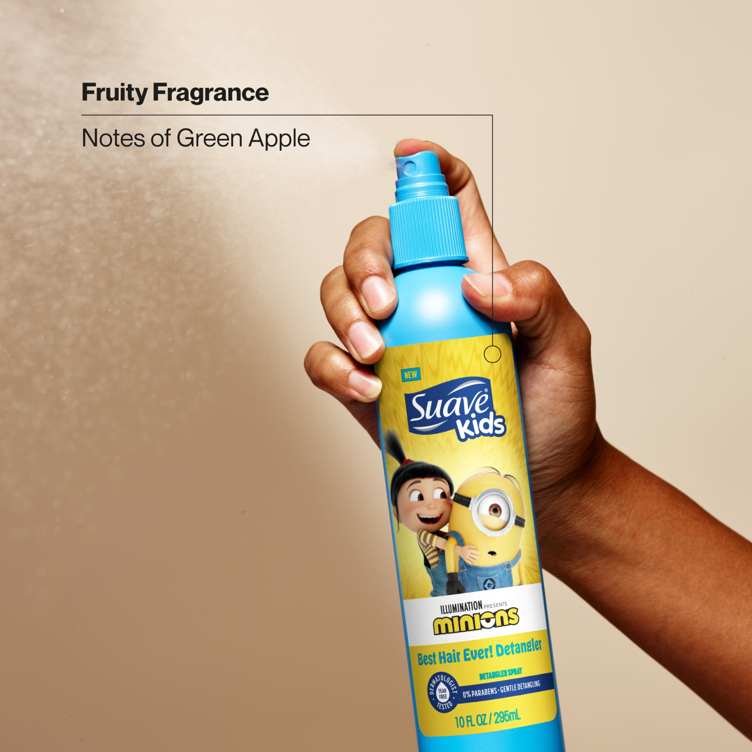 Suave Kids Detangler Spray Minions – Easy Knot Removal, Soft, Shiny Hair (10 oz, Pack of 6)