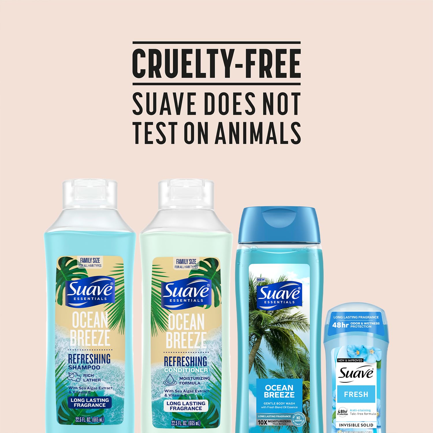 Suave Ocean Breeze 5-Piece Set — Body Wash 2-Pack, Shampoo & Conditioner, Deodorant for Women