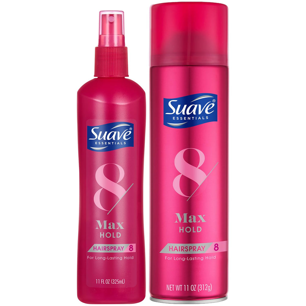 Suave+ Hairspray Max Hold Bundle – Unscented + Scented, 11 oz Each (2 Piece Set)