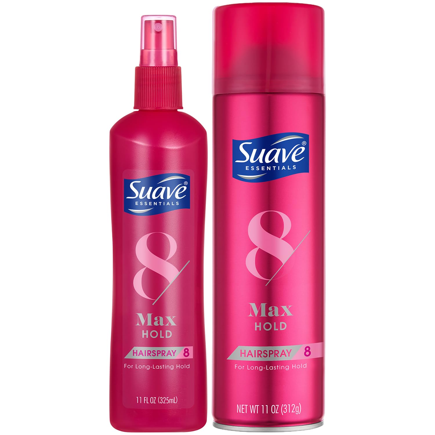 Suave+ Hairspray Max Hold Bundle – Unscented + Scented, 11 oz Each (2 Piece Set)