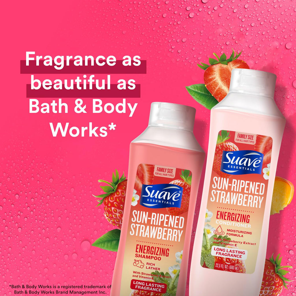 Suave Sun-Ripened Strawberry Shampoo & Conditioner Set – Energizing Formula, 22.5 oz Each (2-Piece)