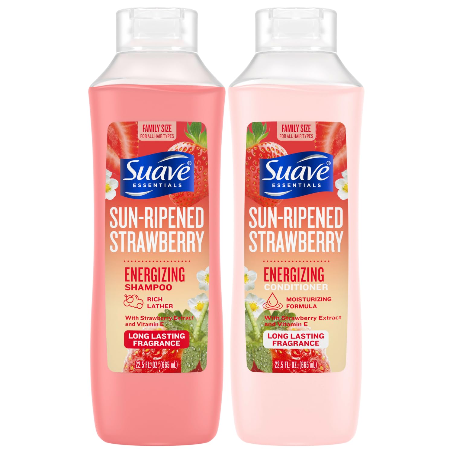 Suave Sun-Ripened Strawberry Shampoo & Conditioner Set – Energizing Formula, 22.5 oz Each (2-Piece)