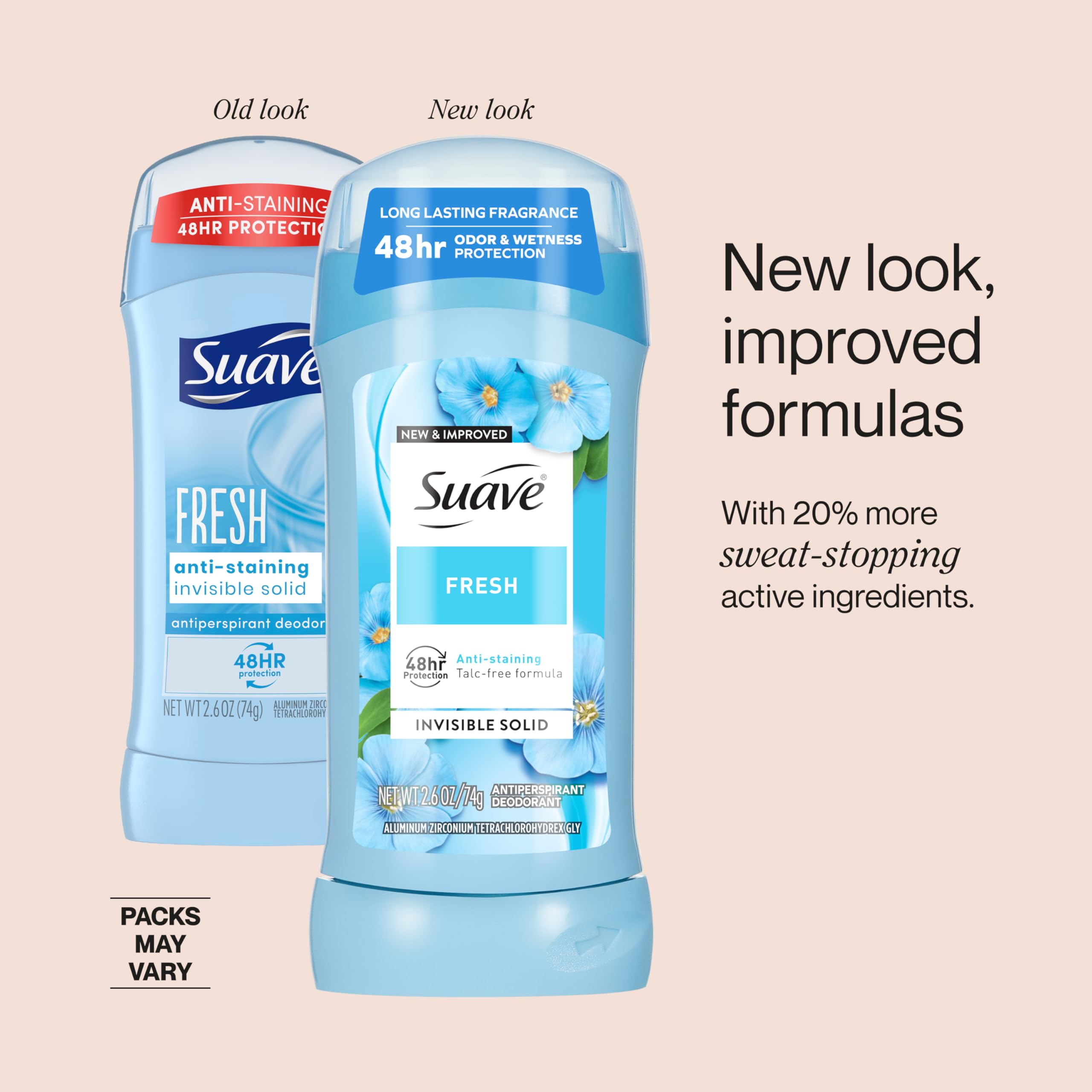Suave Fresh Invisible Antiperspirant Deodorant for Women – 48-Hour Protection, 2.6 oz Bulk Pack (12)
