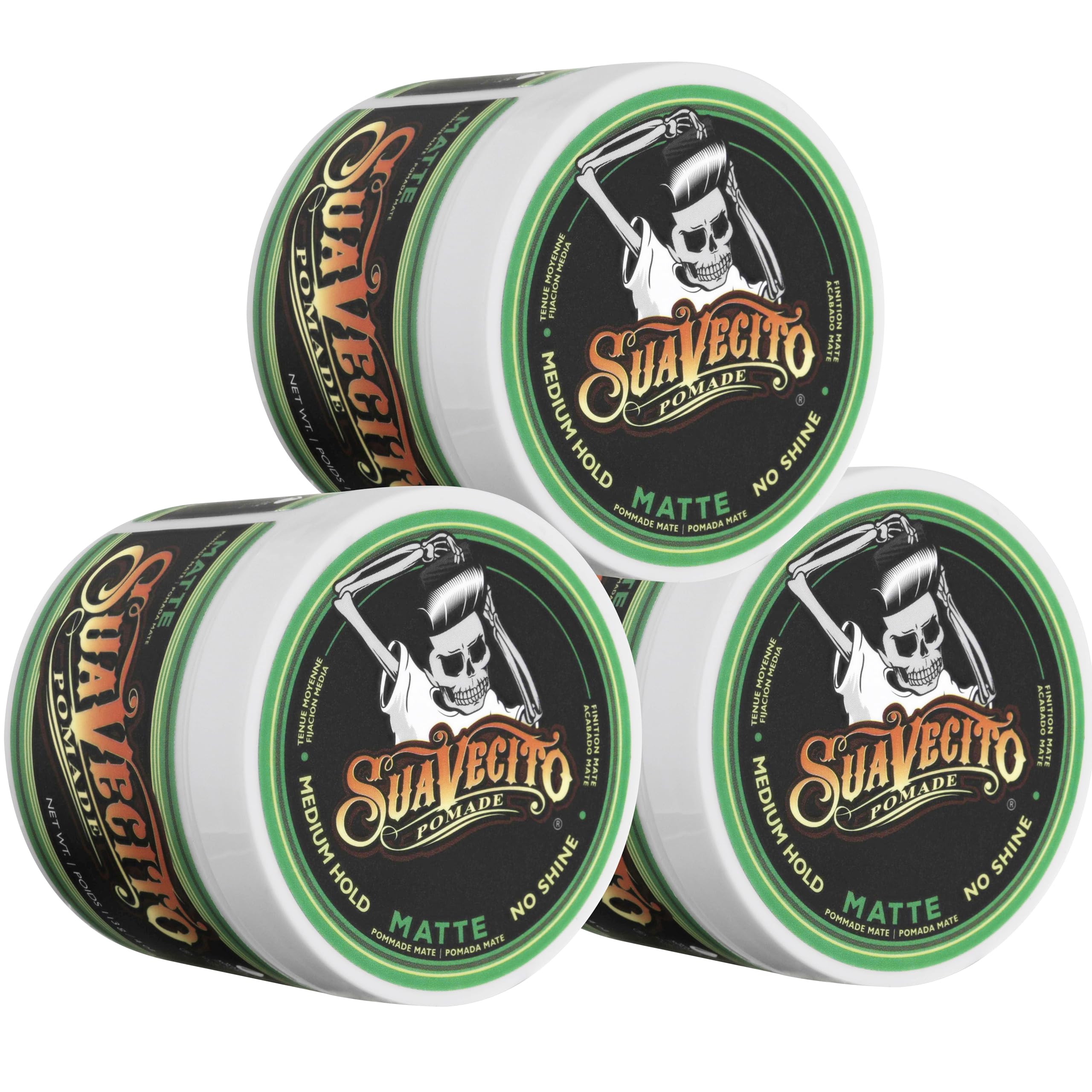 Suavecito Matte Pomade 3 Pack – No Shine, Medium Hold, Matte Hair Paste