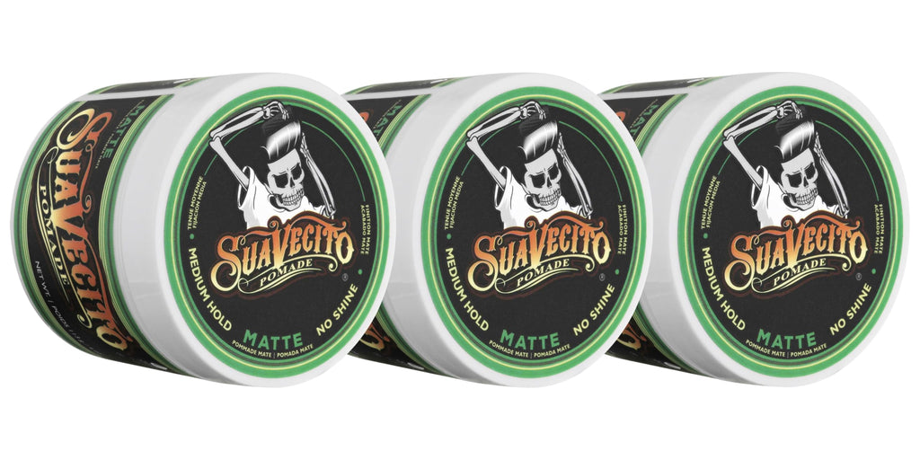 Suavecito Matte Pomade 3 Pack – No Shine, Medium Hold, Matte Hair Paste