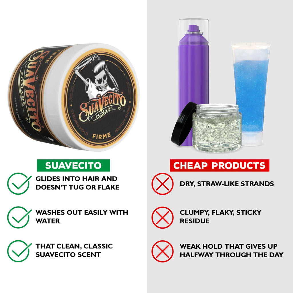 Suavecito Pomade Firme Strong Hold 4 oz – 3 Pack, Water-Based, Medium Shine
