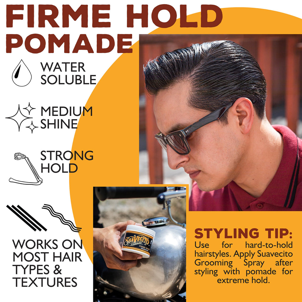 Suavecito Pomade Firme Strong Hold 4 oz – 3 Pack, Water-Based, Medium Shine