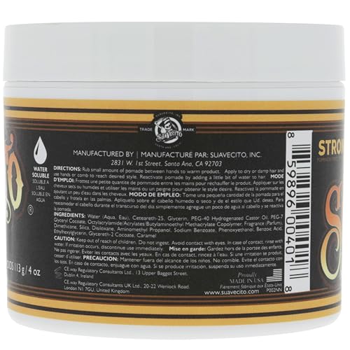 Suavecito Pomade Firme Hold – Strong Hold Water-Based Pomade for Men, 4 oz, Medium Shine, Easy Washout