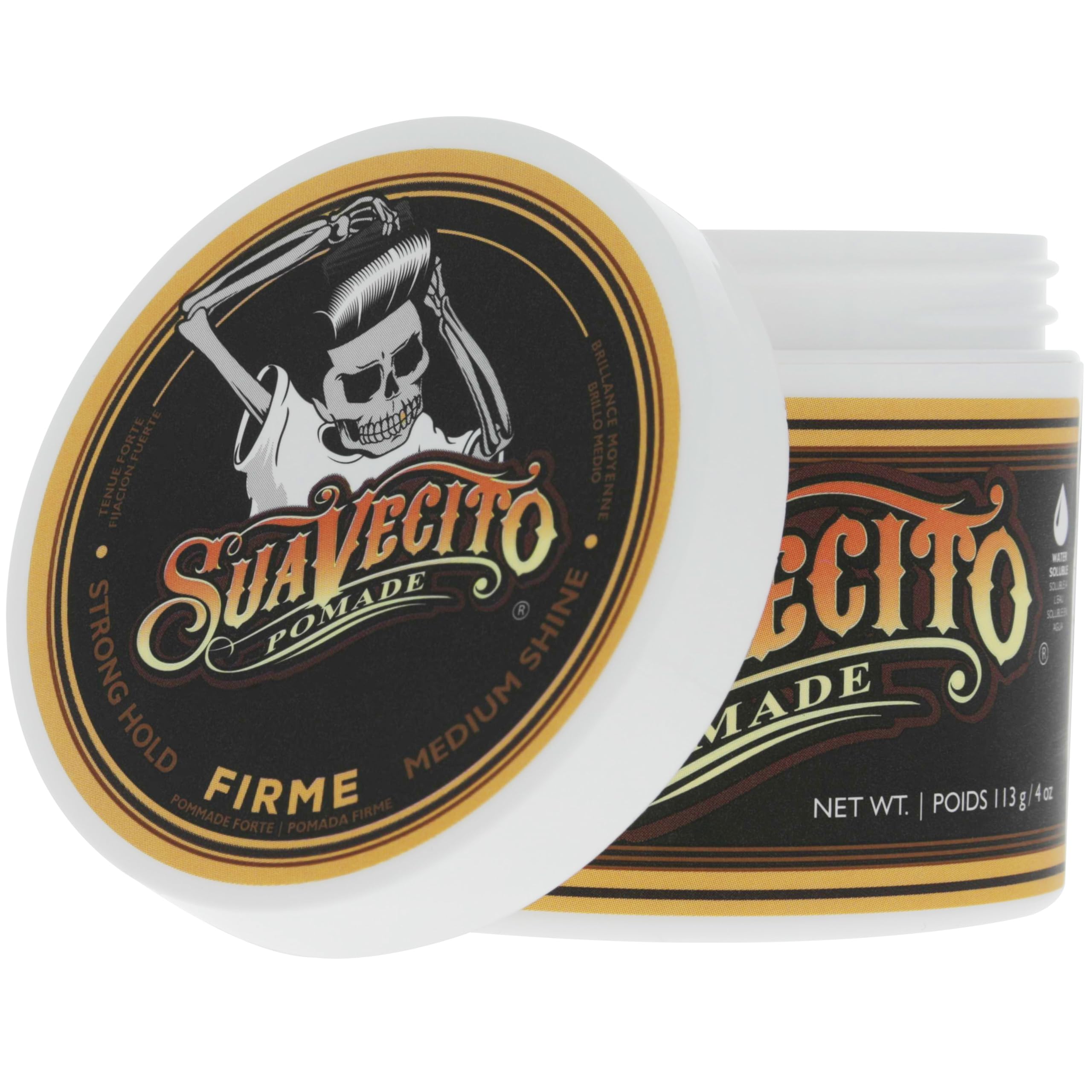 Suavecito Pomade Firme Strong Hold 4 oz – 3 Pack, Water-Based, Medium Shine