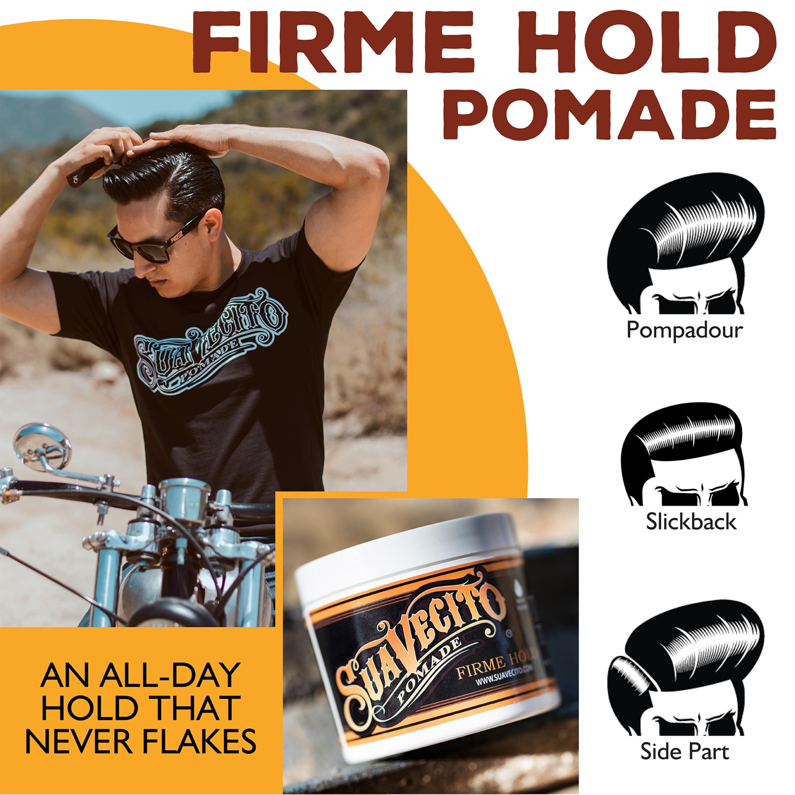 Suavecito Pomade Firme Strong Hold 4 oz – 3 Pack, Water-Based, Medium Shine