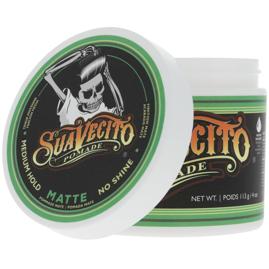 Suavecito Matte Pomade No Shine – 4 oz, 2 Pack | Medium Hold Matte Hair Paste for Men