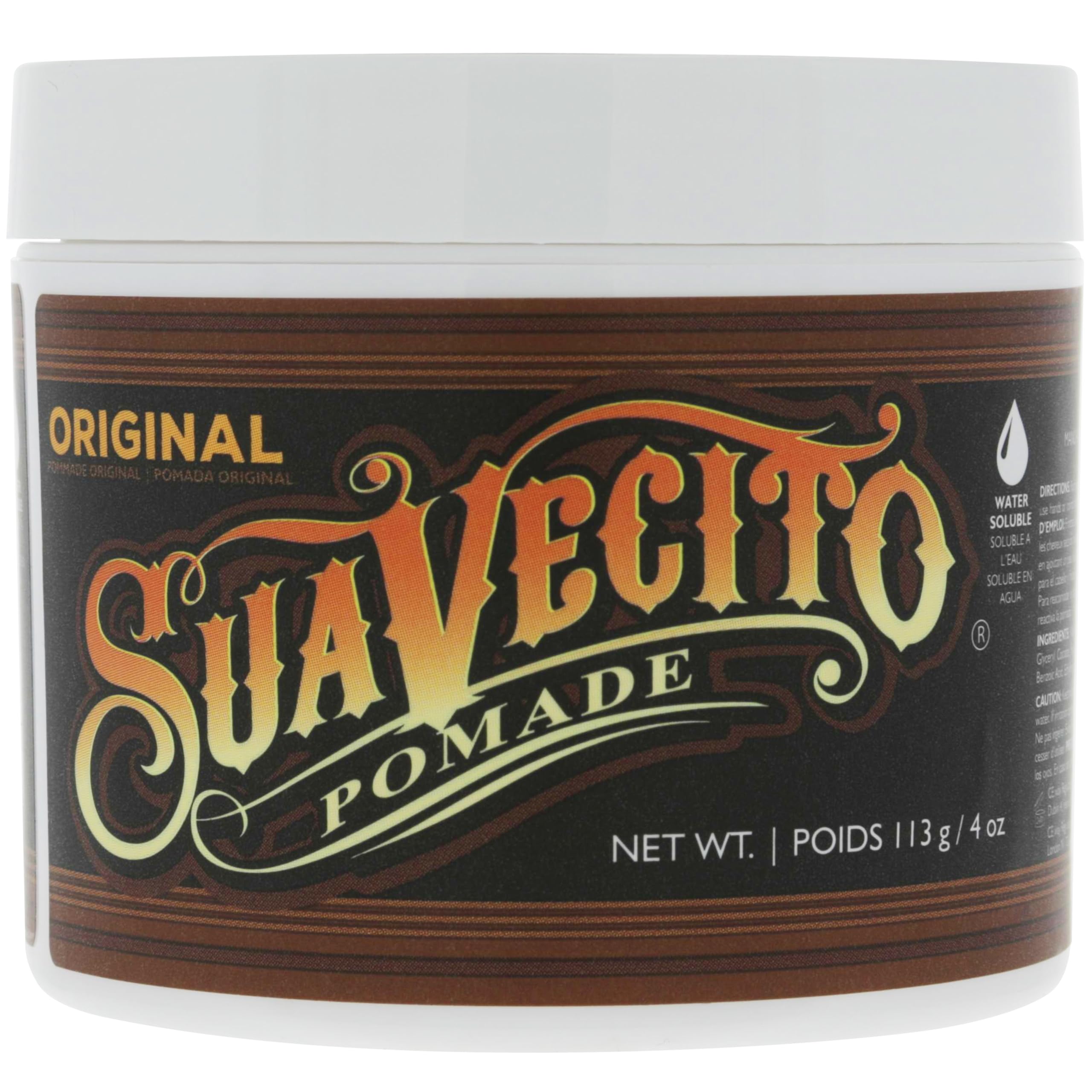 Suavecito Pomade Original Hold 4 oz – 3 Pack | Medium Hold, Water-Based, Flake-Free