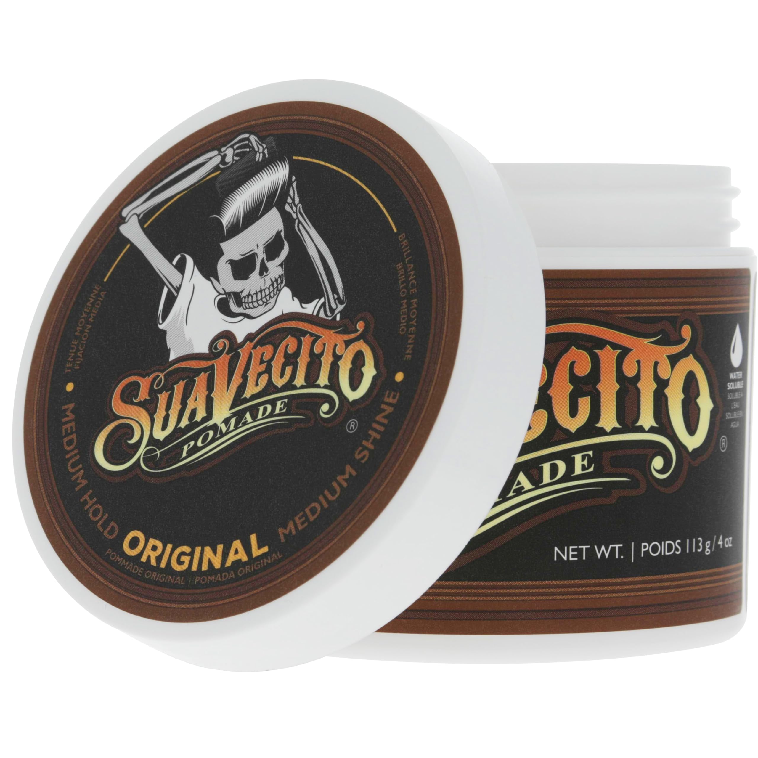 Suavecito Pomade Original Hold 4 oz – 3 Pack | Medium Hold, Water-Based, Flake-Free