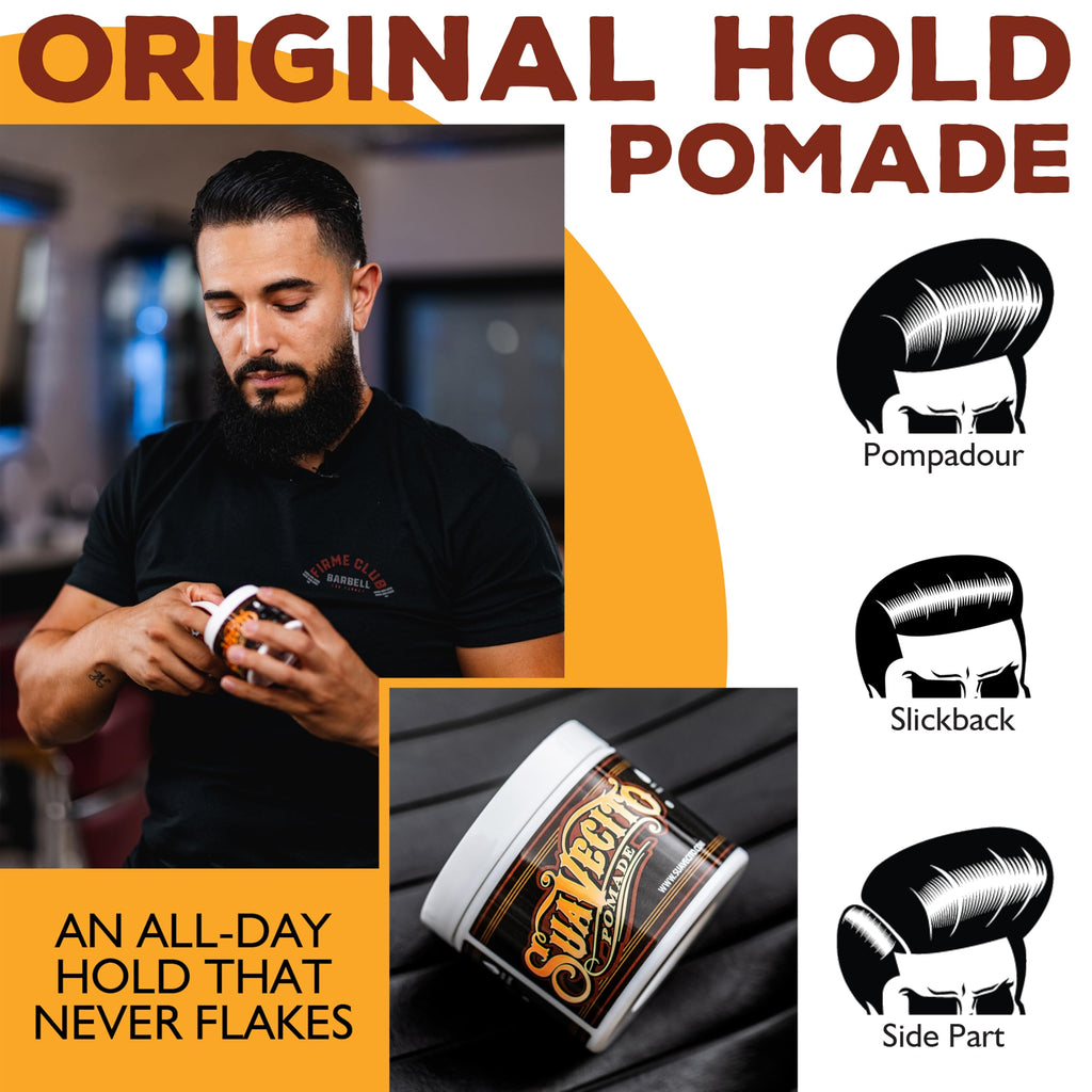 Suavecito Pomade Original Hold 4 oz – 3 Pack | Medium Hold, Water-Based, Flake-Free