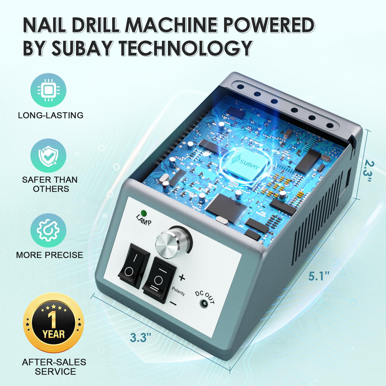 SUBAY Electric Nail Drill 20000RPM – Portable Nail Care Tool for Home and Salon