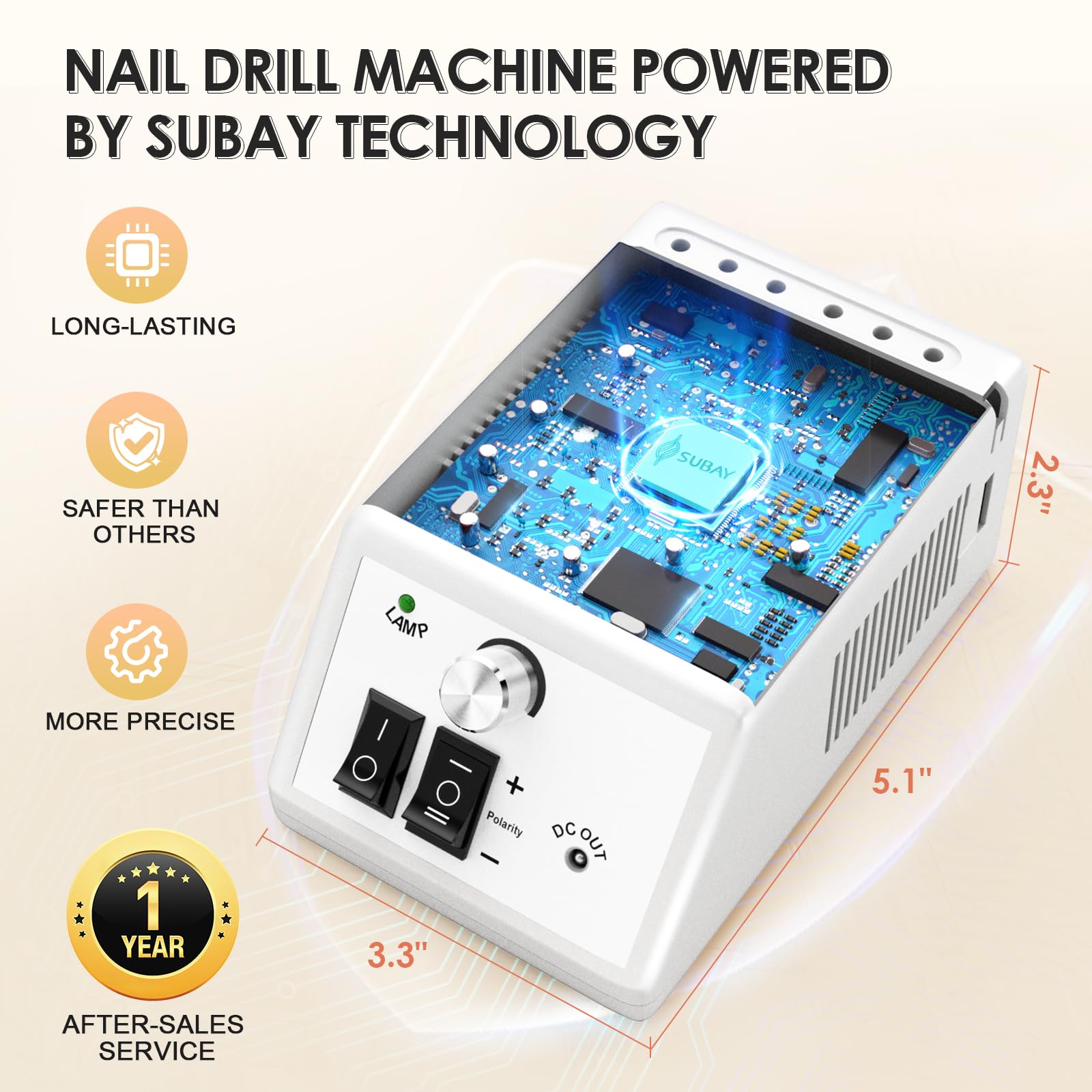 SUBAY 30,000RPM Efile Nail Drill — High-Speed Nail File with 106 Bits for Acrylic, Gel, and Thick Nails