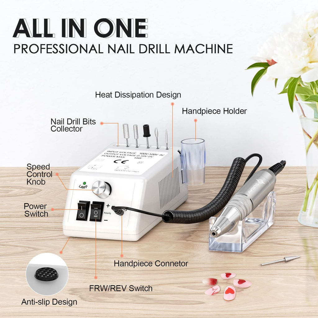 SUBAY 30,000RPM Efile Nail Drill — High-Speed Nail File with 106 Bits for Acrylic, Gel, and Thick Nails