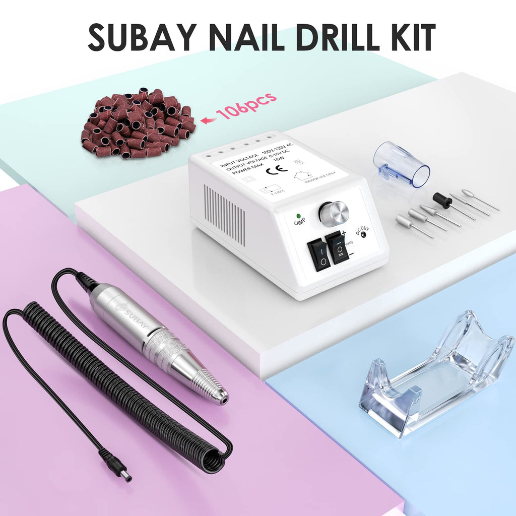 SUBAY 30,000RPM Efile Nail Drill — High-Speed Nail File with 106 Bits for Acrylic, Gel, and Thick Nails