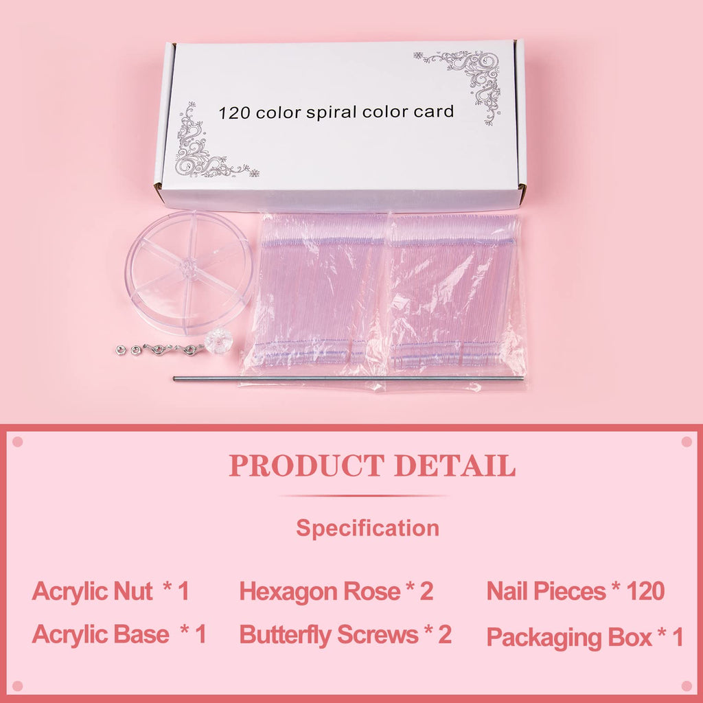 SUBAY Nail Swatch Sticks 120Pcs – Spiral Display for Gel Polish Color Matching
