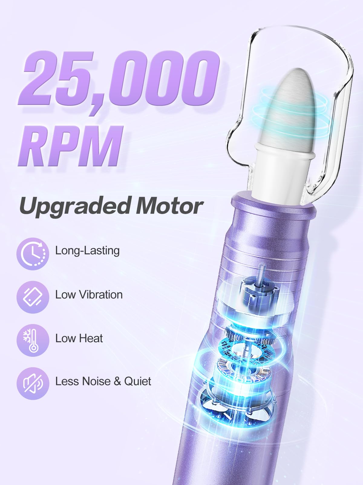 SUBAY Professional Manicure Pedicure Kit – Electric Nail Drill 25,000 RPM, 11 Attachments + 20 Bands