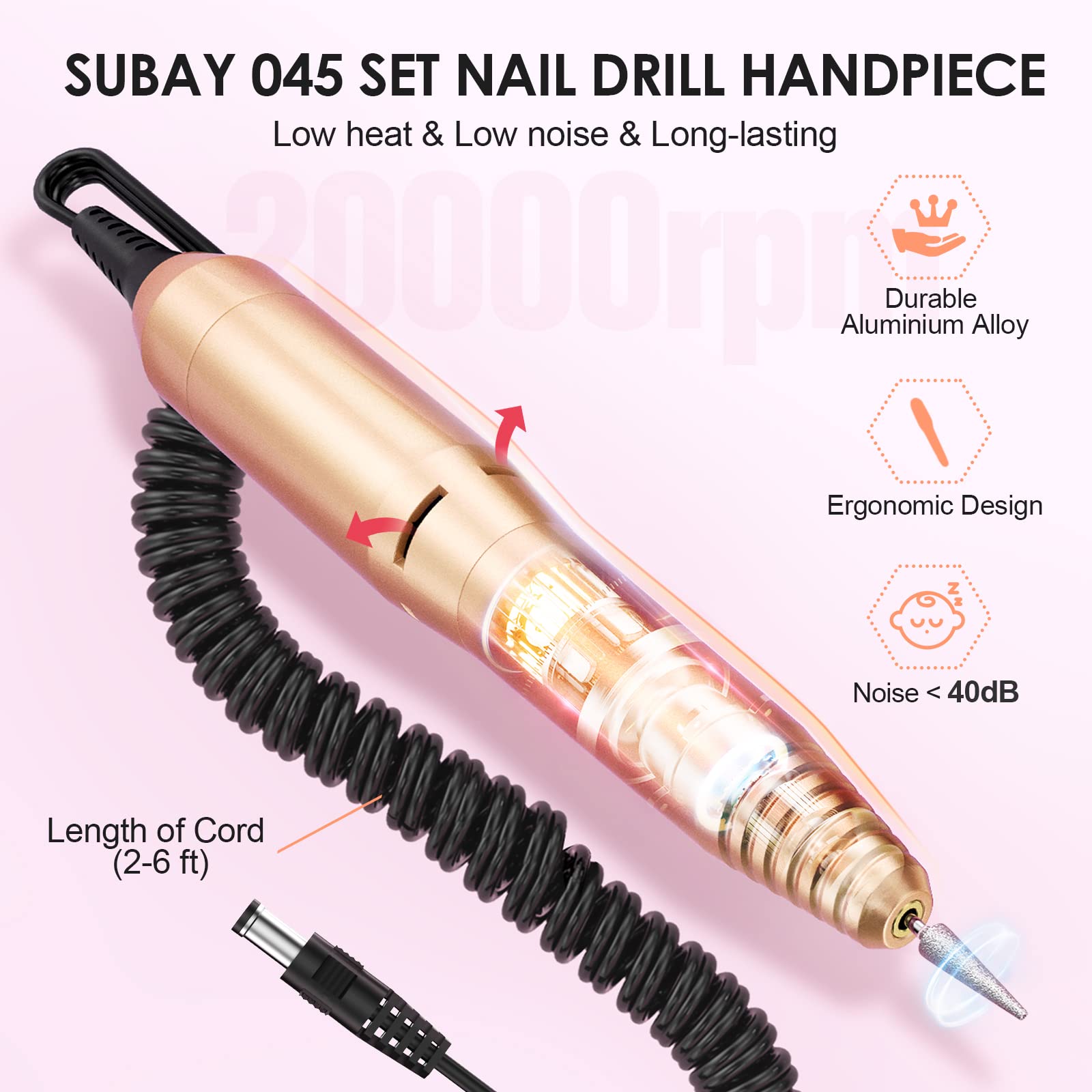 SUBAY Subway Professional Nail Drill Machine – 20000RPM Electric File for Acrylic & Gel Nails