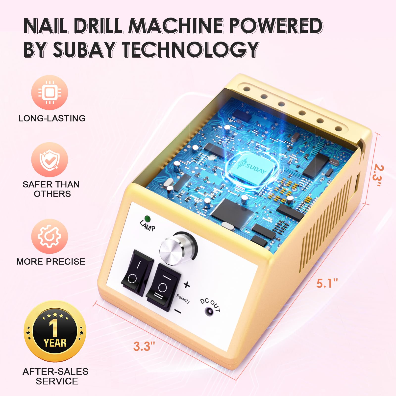 SUBAY Subway Professional Nail Drill Machine – 20000RPM Electric File for Acrylic & Gel Nails