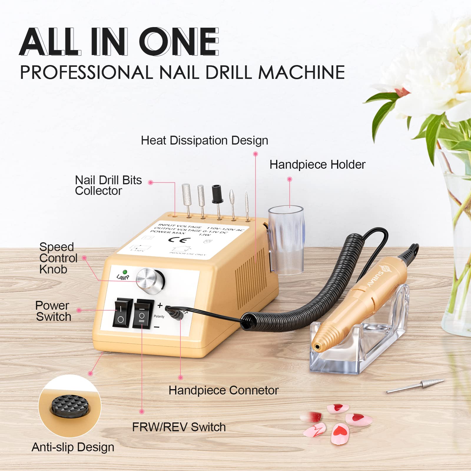 SUBAY Subway Professional Nail Drill Machine – 20000RPM Electric File for Acrylic & Gel Nails