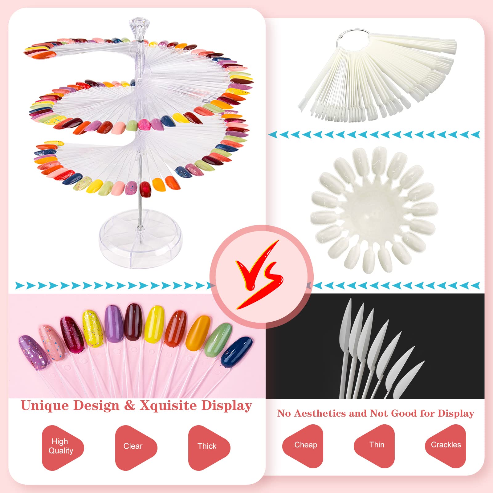 SUBAY Nail Swatch Sticks 120Pcs – Spiral Display for Gel Polish Color Matching