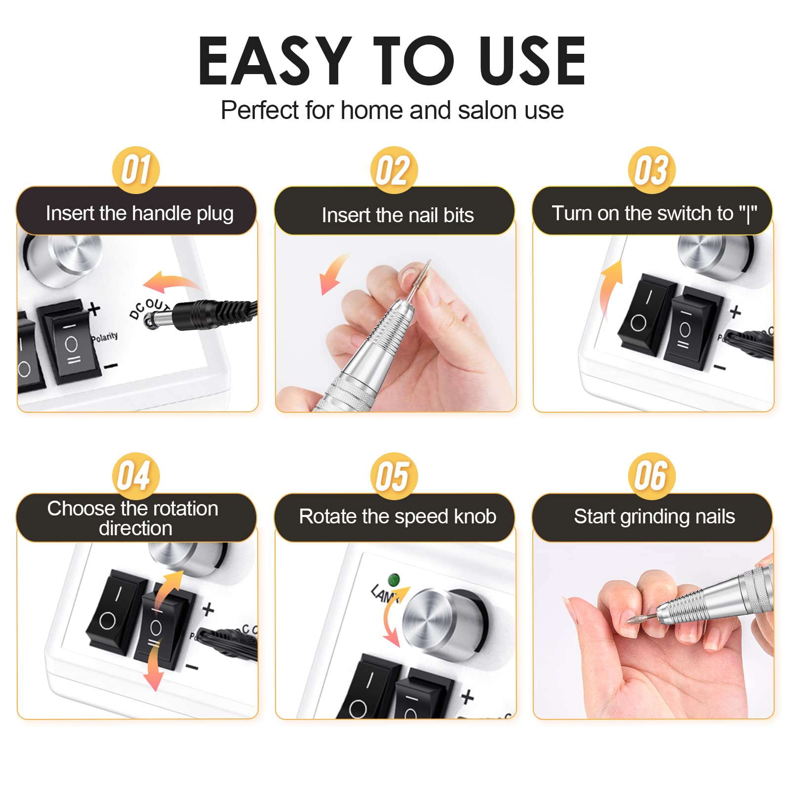 SUBAY 30,000RPM Efile Nail Drill — High-Speed Nail File with 106 Bits for Acrylic, Gel, and Thick Nails