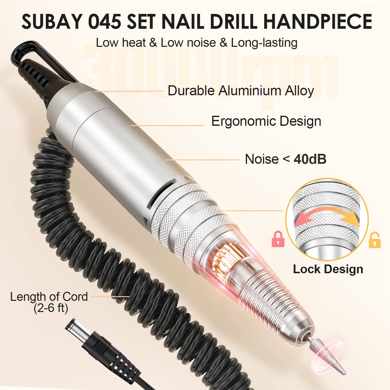 SUBAY 30,000RPM Efile Nail Drill — High-Speed Nail File with 106 Bits for Acrylic, Gel, and Thick Nails